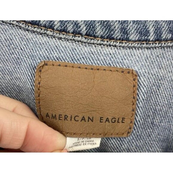 American Eagle Jacket‎ Women’s Denim Blue Pockets Jean Jacket Sz Sm Normcore - Picture 6 of 12